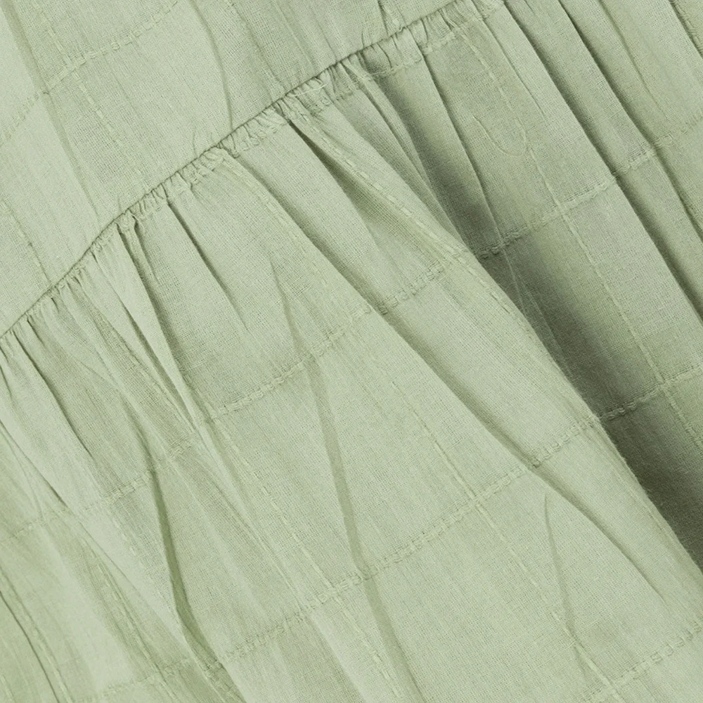 SABO SKIRT | “East Dress” Green Button-Up Tiered Dress SIZE XXS | NWT - Picture 6 of 11